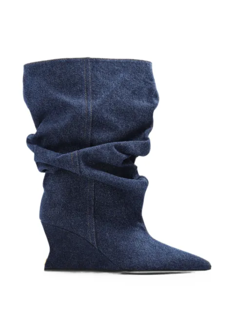 Balmain slouchy wedge ankle boots Blue HN1TA183TWHD