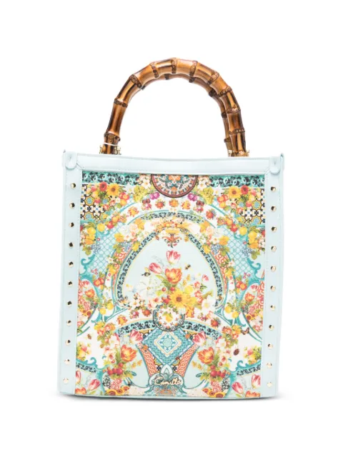 Camilla North South floral-print bamboo-handle tote bag Blue 00041666