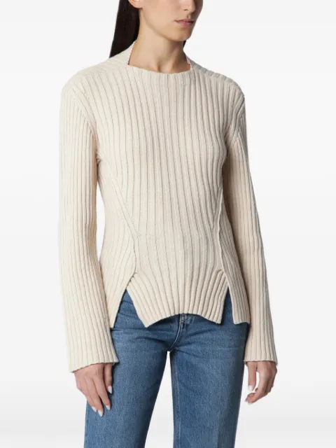 Victoria Beckham ribbed side-slit sweater Neutrals 1326KJU007314AWO