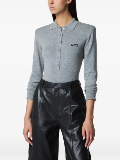 ROTATE BIRGER CHRISTENSEN logo-patch long-sleeve polo shirt Grey 1161811093BCR1951