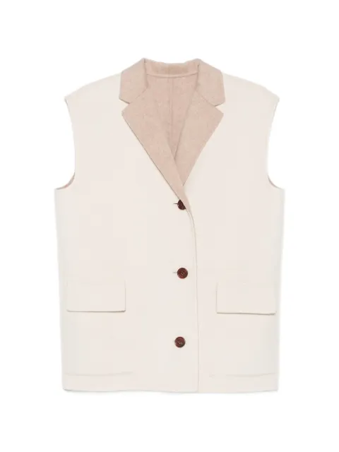 ALICIA AUDREY Julie two-tone sleeveless reversible gilet Neutrals BL2JULIEBICOLOUR