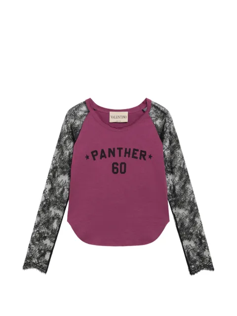 Valentino Garavani lace-sleeve T-shirt Purple 9B3MG26LAA7