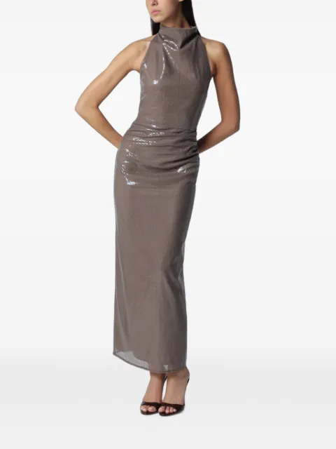 ROTATE BIRGER CHRISTENSEN sequin-embellished back-slit maxi dress Brown 1162861078BCR2240