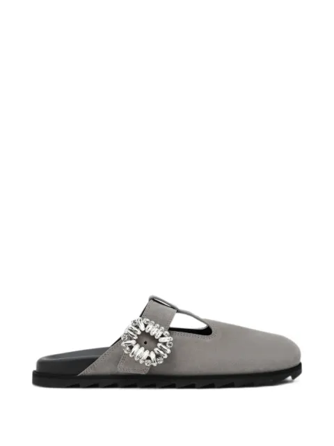 Roger Vivier Slidy Viv' crystal-buckle mules Grey RVW62542100J9E