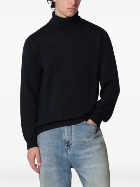 Roberto Collina roll-neck ribbed-trim sweater Blue 263MYB02003WO
