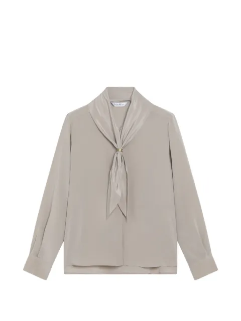 Max Mara pussy-bow long-sleeve blouse Neutrals MXMDRYSI