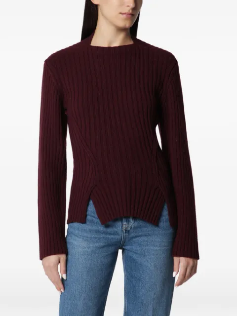 Victoria Beckham ribbed-knit side-slit knitwear Red 1326KJU007314AWO