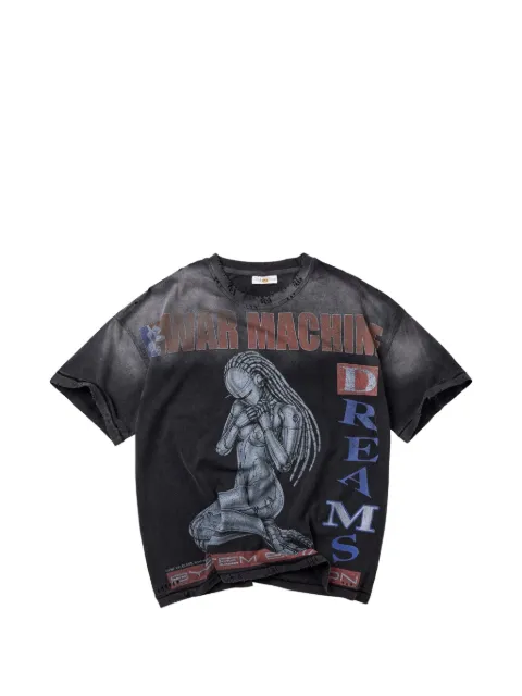 Vale War Machine distressed graphic-print T-shirt Grey VAL287
