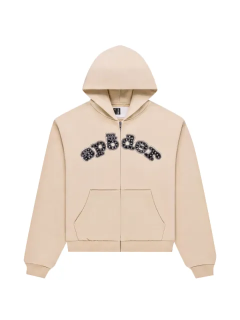 SP5DER Mixed Stone OG V2 rhinestone-embellished logo-print hoodie Neutrals SP5DER538
