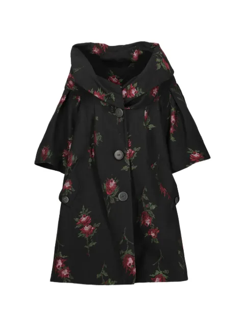 Kenzo Pre-Owned floral-print shawl-collar coat Black W2752629