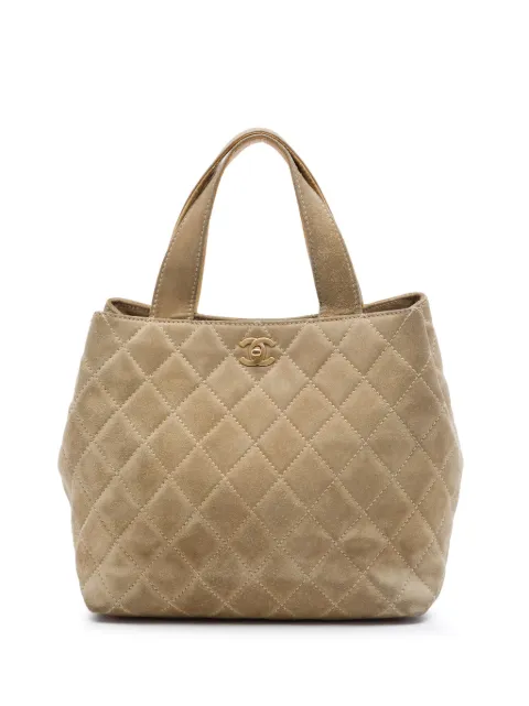 CHANEL Pre-Owned 2002-2003 Mini CC Quilted Suede Shopping Tote satchel Neutrals PS6AWBIMXEGMUFO8