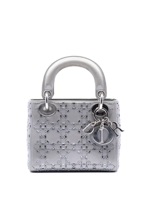 Christian Dior Pre-Owned 2016 Mini Satin Cannage Crystal Embellished Lady Dior satchel Grey LK39J73Z7DKYSL48