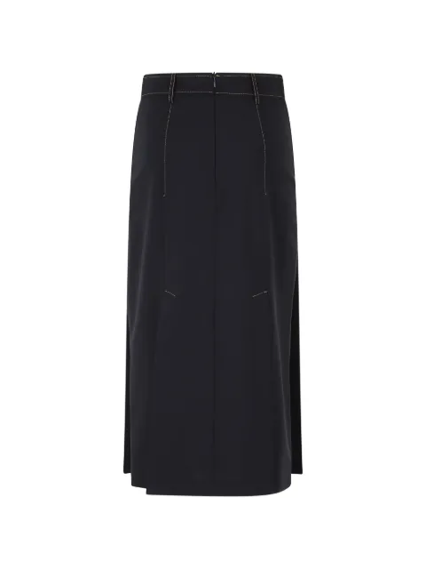 Semicouture Janette contrast-stitch pleated midi skirt Blue Y6WI29