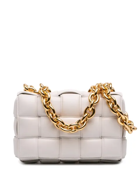 Bottega Veneta Pre-Owned 2012-2026 Nappa Intrecciato Padded Chain Cassette satchel White GA7GDXAWC12L238J