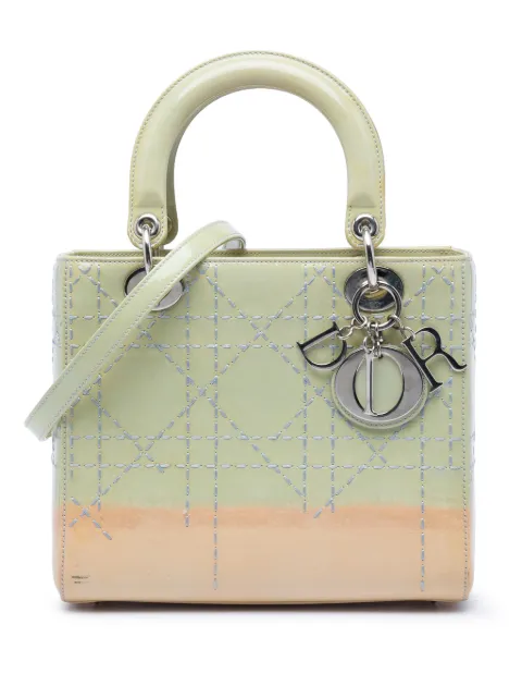 Christian Dior Pre-Owned 2015 Medium Ombre Patent Cannage Lady Dior satchel Green DRV2EOFCA05OV8AI