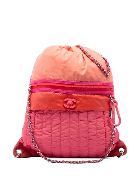 CHANEL Pre-Owned 2019 Large CC Multicolor Vertical Quilted Nylon Coco Neige Convertible backpack Pink B8APD7UD0RHD79GI