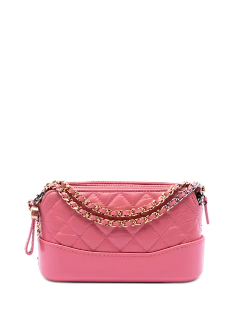 CHANEL Pre-Owned 2019 Quilted Aged Calfskin Gabrielle Double Zip Clutch with Chain crossbody bag Pink AIDY75QAEAOXXLZY