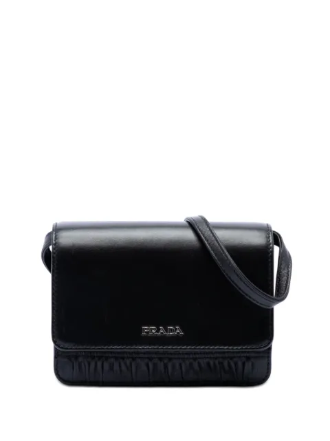 Prada Pre-Owned 2010-2026 Nappa Gaufre and Brushed Leather crossbody bag Black 1UAHYWF0H3RTG2IA