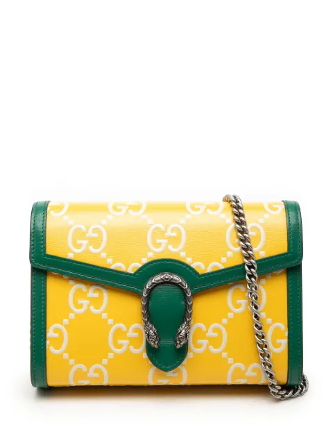 Gucci Pre-Owned 2016-2026 Bicolor GG Embossed Calfskin Dionysus Wallet on Chain crossbody bag Green UDKMYGK9ZF5V0JXK