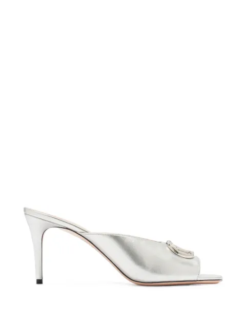 Valentino Garavani VLogo Signature leather sandals Silver WS0NQ4LKX