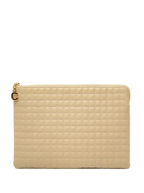 Celine Pre-Owned 2018 Quilted Calfskin C Charm clutch bag Neutrals FOPKXDKCV9ECLZ52