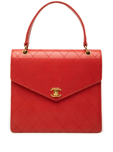 CHANEL Pre-Owned 1997-1999 CC Quilted Caviar Turnlock Top Handle handbag Red FIAWCPSU47FL7BO4