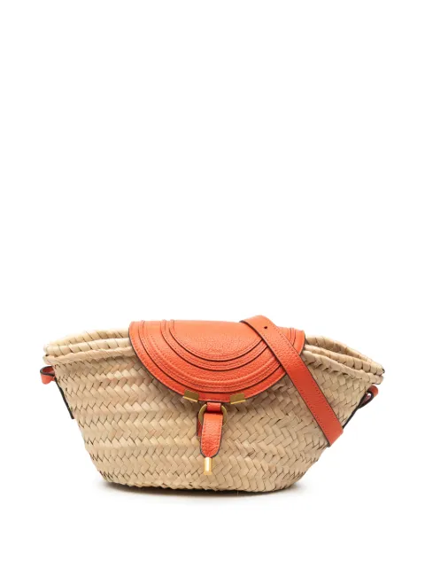 Chloé Pre-Owned 2022 Mini Raffia Marcie Basket crossbody bag Neutrals EIM6CJA7QIQ9FY88