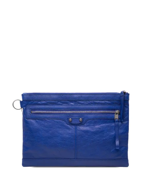 Balenciaga Pre-Owned 2010-2020 Lambskin Motocross Classic Clip M clutch bag Blue 32TNIEIUIP5DU90C