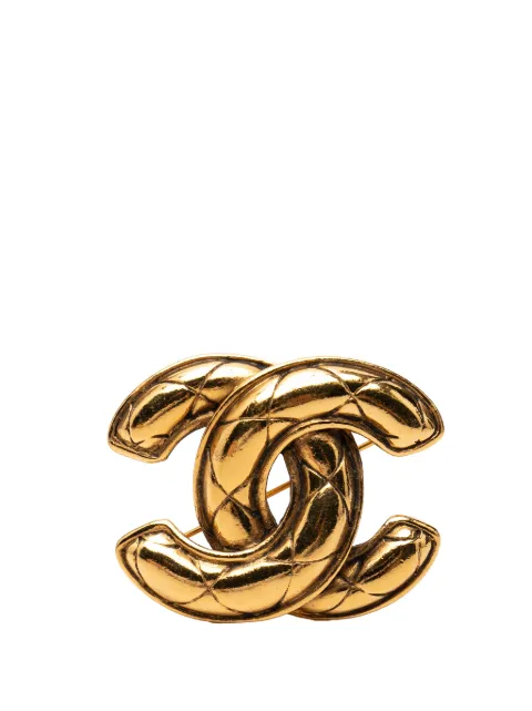 CHANEL Pre-Owned 1980-1990 CC Gold Plated Quilted Brooch costume brooch Gold VS21K343RQMCFGH7