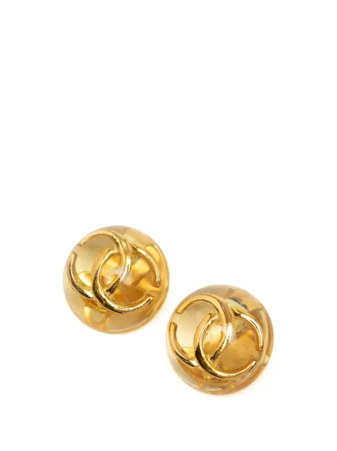 CHANEL Pre-Owned 1980-1990 CC Resin and Gold Plated Clip On Earrings costume earrings Gold DER1E9H9JKUCXJ8P