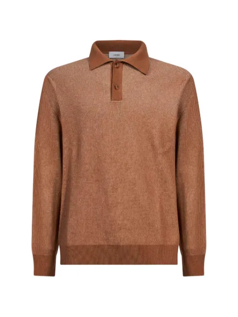 Lardini ribbed-knit long-sleeve polo shirt Brown ACLPML71AC67025120CA