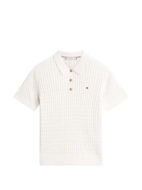 Tommy Hilfiger cable-knit polo shirt Neutrals WW0WW41474