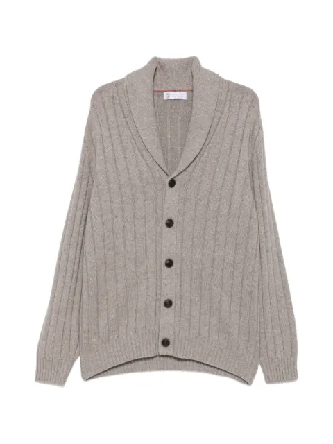 Brunello Cucinelli ribbed shawl-collar cardigan Grey M22506016C9756