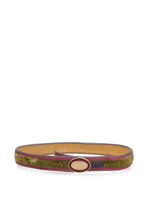 Borbonese Vintage velvet oval-buckle belt Green W27526131