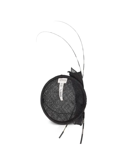 Giorgio Armani Pre-Owned spiral-print feathered fascinator hat Black W27526158
