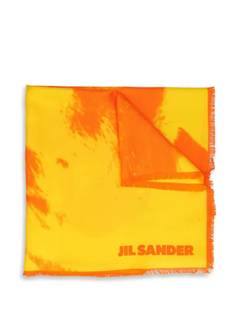 Jil Sander Pre-Owned logo-print fringed scarf Yellow W1206263