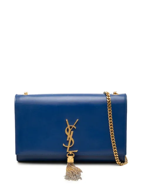 Saint Laurent Pre-Owned 2015 Medium Smooth Calfskin Monogram Kate Tassel crossbody bag Blue UWNHOT8W1YPJUBLI