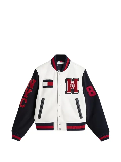Tommy Hilfiger logo-appliqué leather jacket White MW0MW41866
