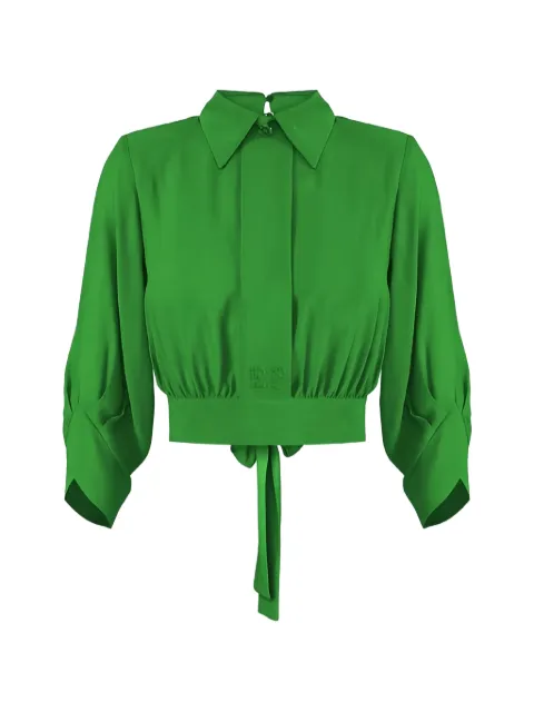 Elisabetta Franchi georgette cropped shirt Green CA14761E2