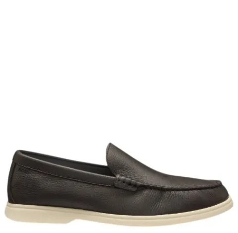 BOSS logo-detail moccasins in tumbled leather Brown 50536173