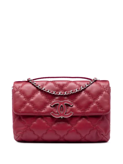 CHANEL Pre-Owned 2012-2013 Quilted Calfskin Double Stitch Hamptons Clutch with Chain satchel Red XVIT6R17ULTK29OE