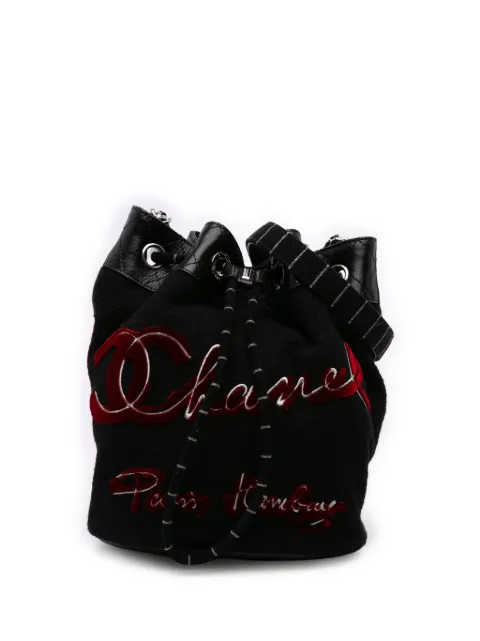 CHANEL Pre-Owned 2018-2019 Paris Hamburg Wool bucket bag Black W9I5Z8SI5KYEQ62V