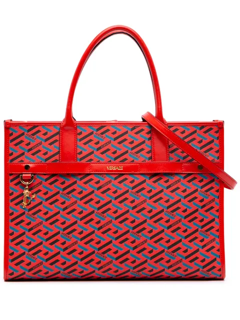 Versace Pre-Owned 2000-2026 Multicolor Coated Canvas La Greca Tote satchel Red V61NXVPL275KORHM