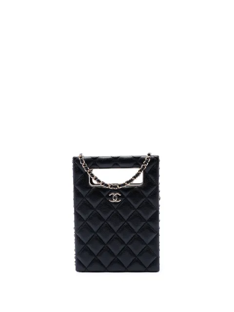 CHANEL Pre-Owned 2021-2026 Quilted Caviar Chain Around Cut Out Evening Box Bag satchel Black SJ8KICO2MIKEJ2E1