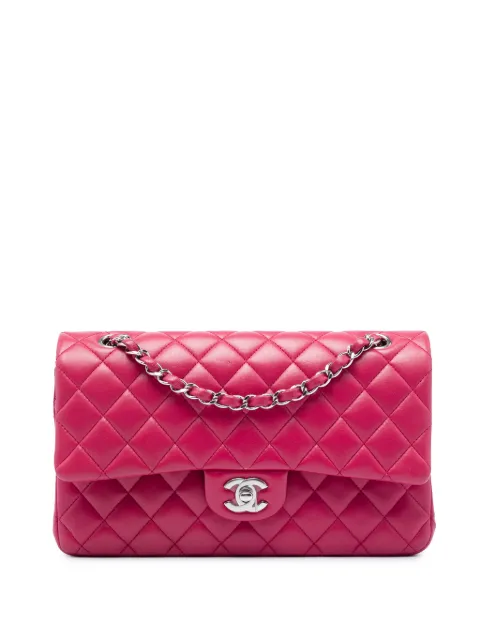 CHANEL Pre-Owned 2018-2019 Medium Classic Lambskin Double Flap shoulder bag Pink MZQPPL8VN6C2AVIS
