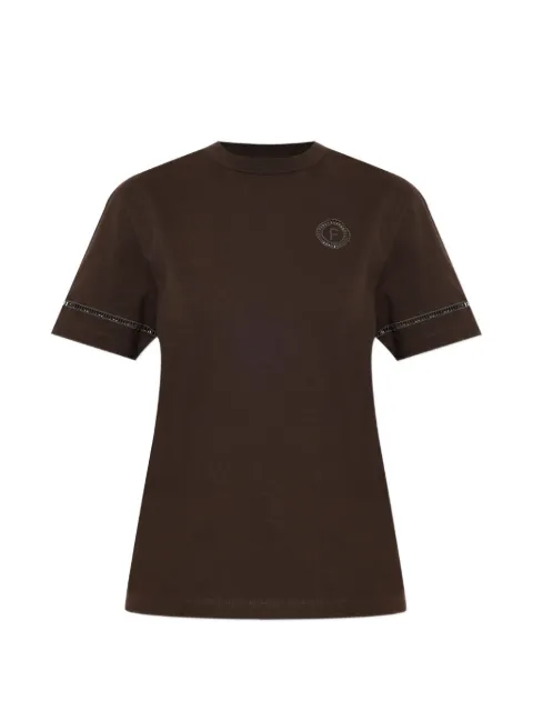 Ferragamo logo-patch open-knit-trim T-shirt Brown 785857