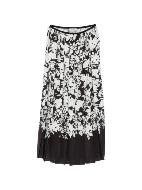 Agnona floral-print pleated midi skirt Black TG1112YS6019