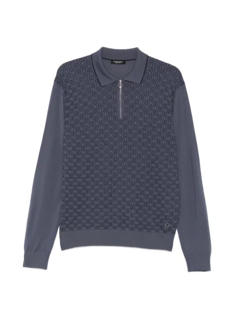 Stefano Ricci geometric-pattern zip-fastening polo shirt Blue KE06018P30E26304