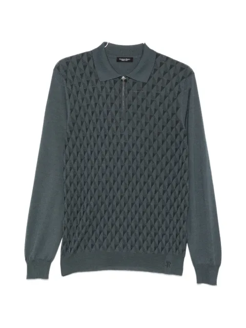 Stefano Ricci geometric-pattern zip-fastening polo shirt Blue KE08021P30E26371