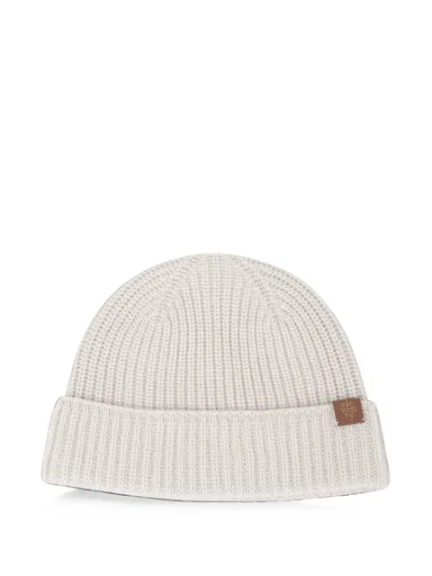 Eleventy ribbed-knit turn-up beanie hat White N77CPLN07TES0N012
